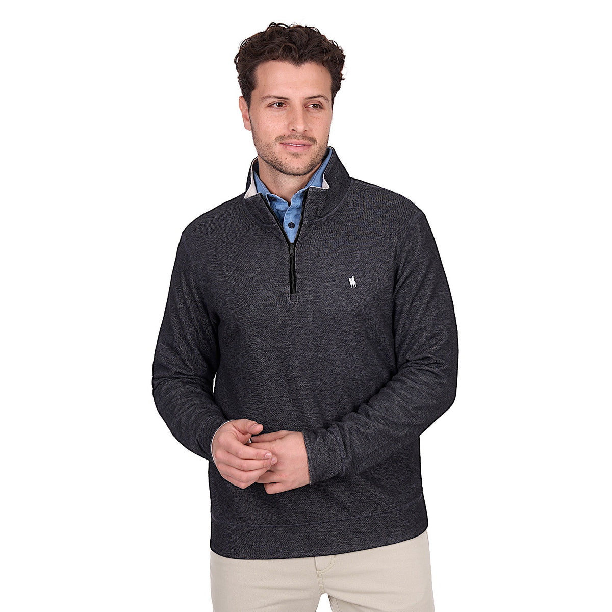Thomas Cook Men’s Vic Reversible 1/4 Zip Jumper - Black / Oat Marle