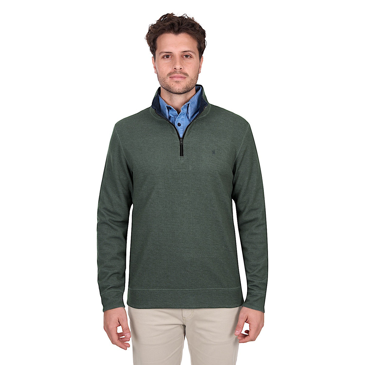 Thomas Cook Men’s Vic Reversible 1/4 Zip Jumper - Green / Navy