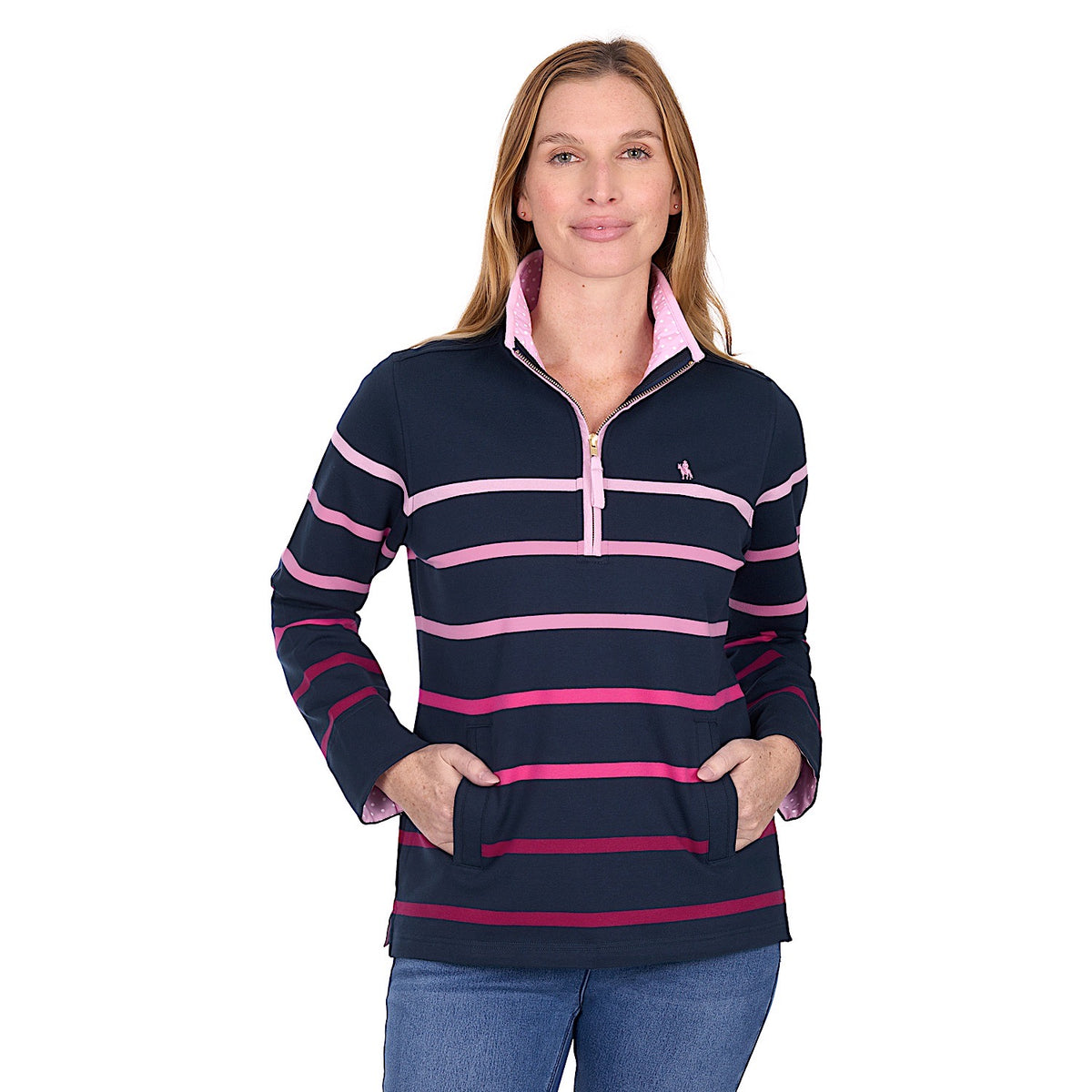 Thomas Cook Women’s Gemma 1/4 Zip Rugby - Pink / Navy