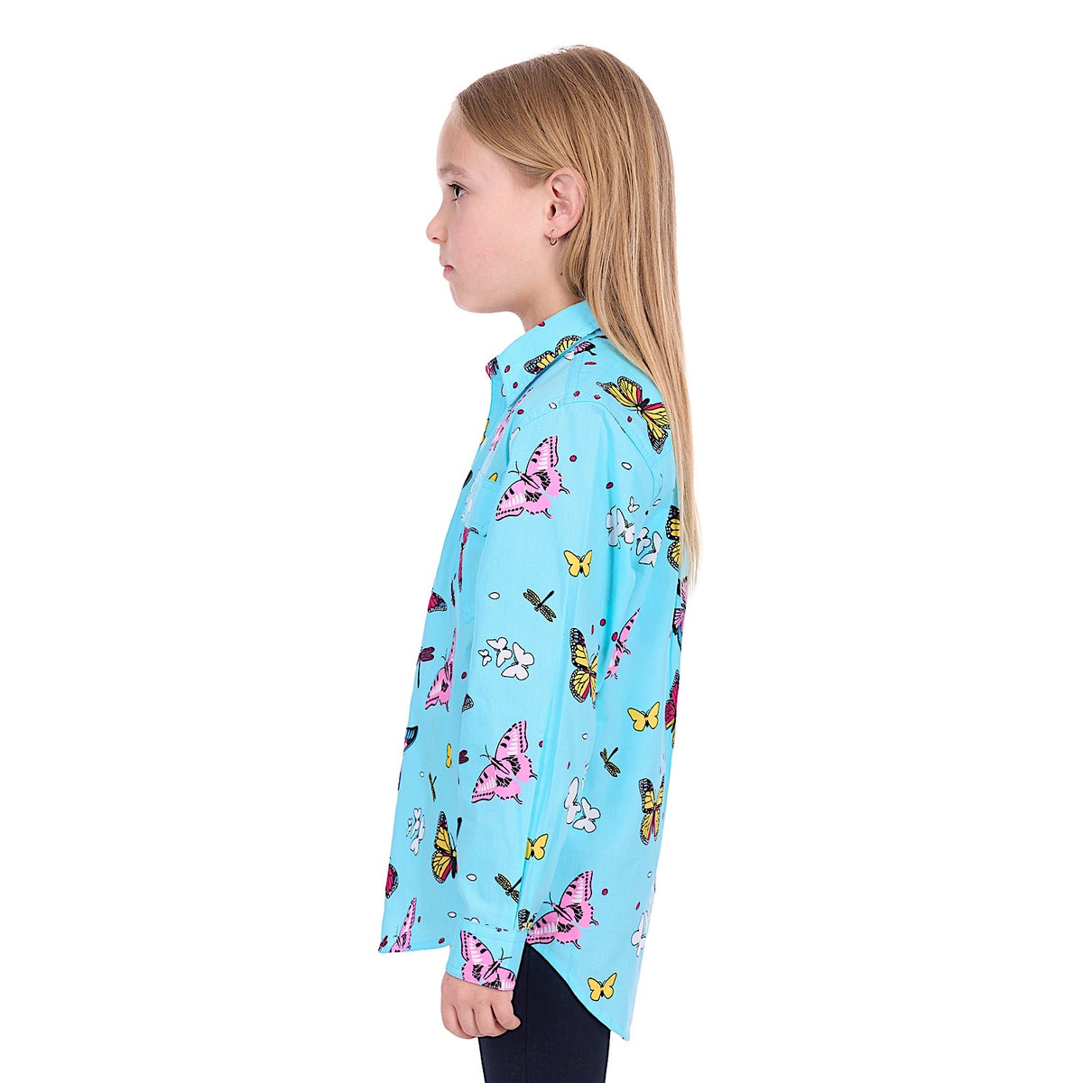 Hard Slog Girls Iva 1/2 Placket Shirt - Blue