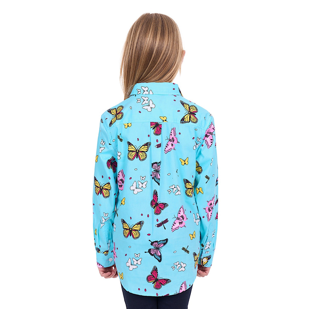 Hard Slog Girls Iva 1/2 Placket Shirt - Blue