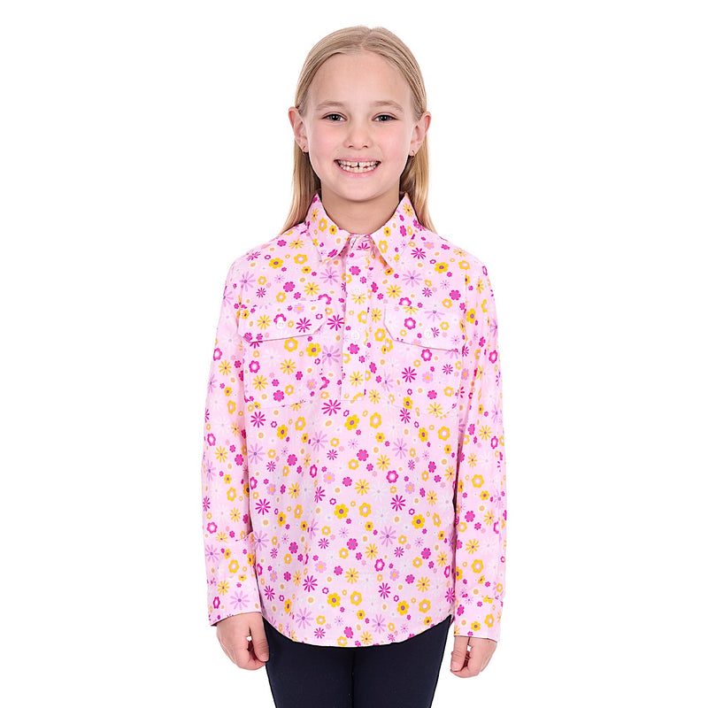Hard Slog Girl’s Daisy 1/2 Placket Shirt - Pink