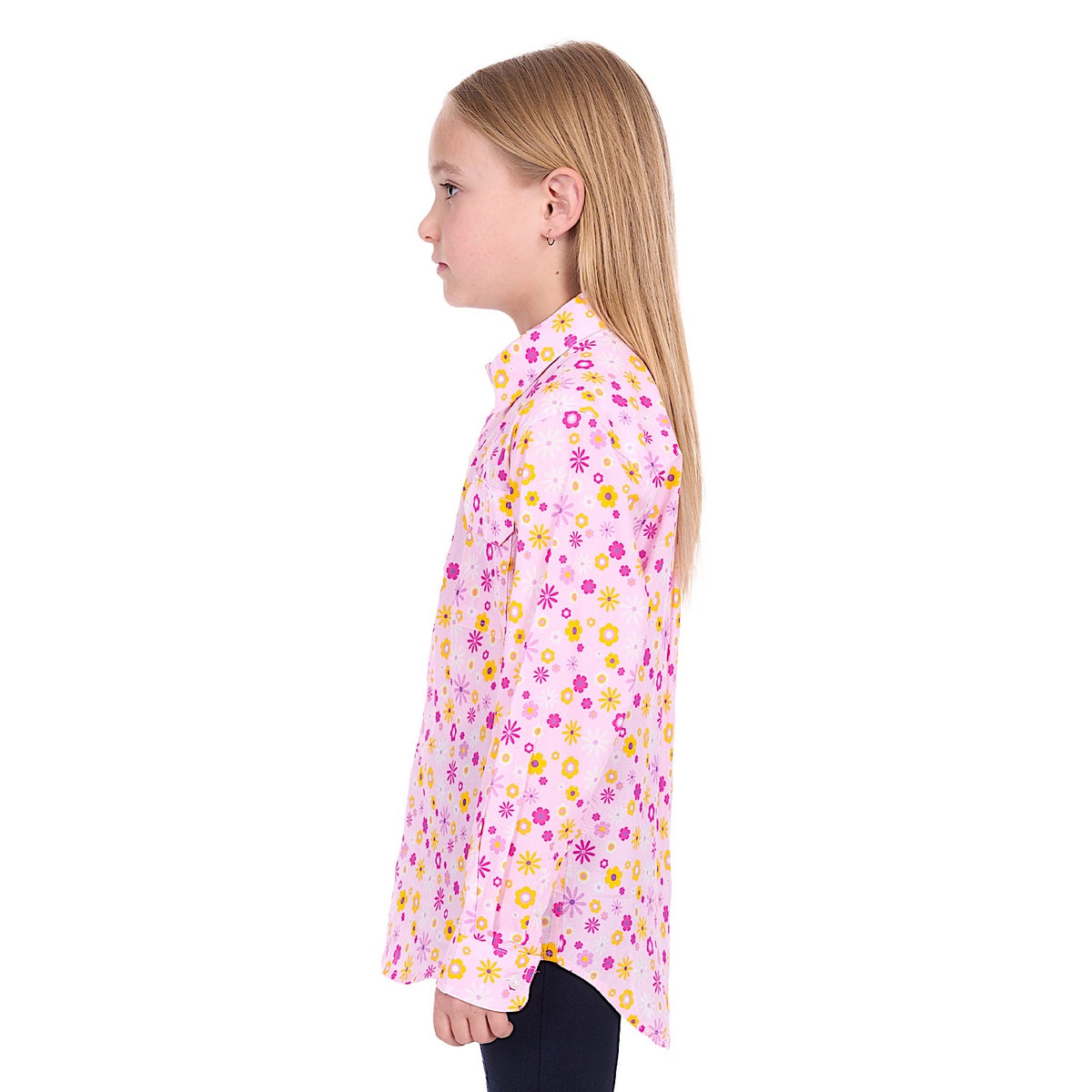 Hard Slog Girl’s Daisy 1/2 Placket Shirt - Pink