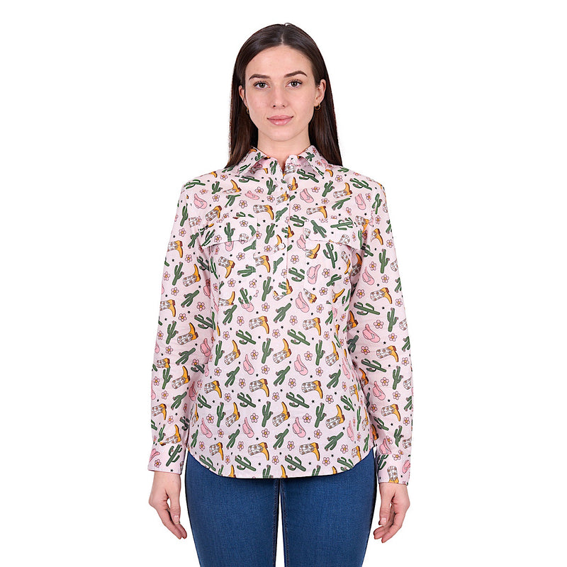 Hard Slog Women’s Cleo 1/2 Placket Shirt - Pink