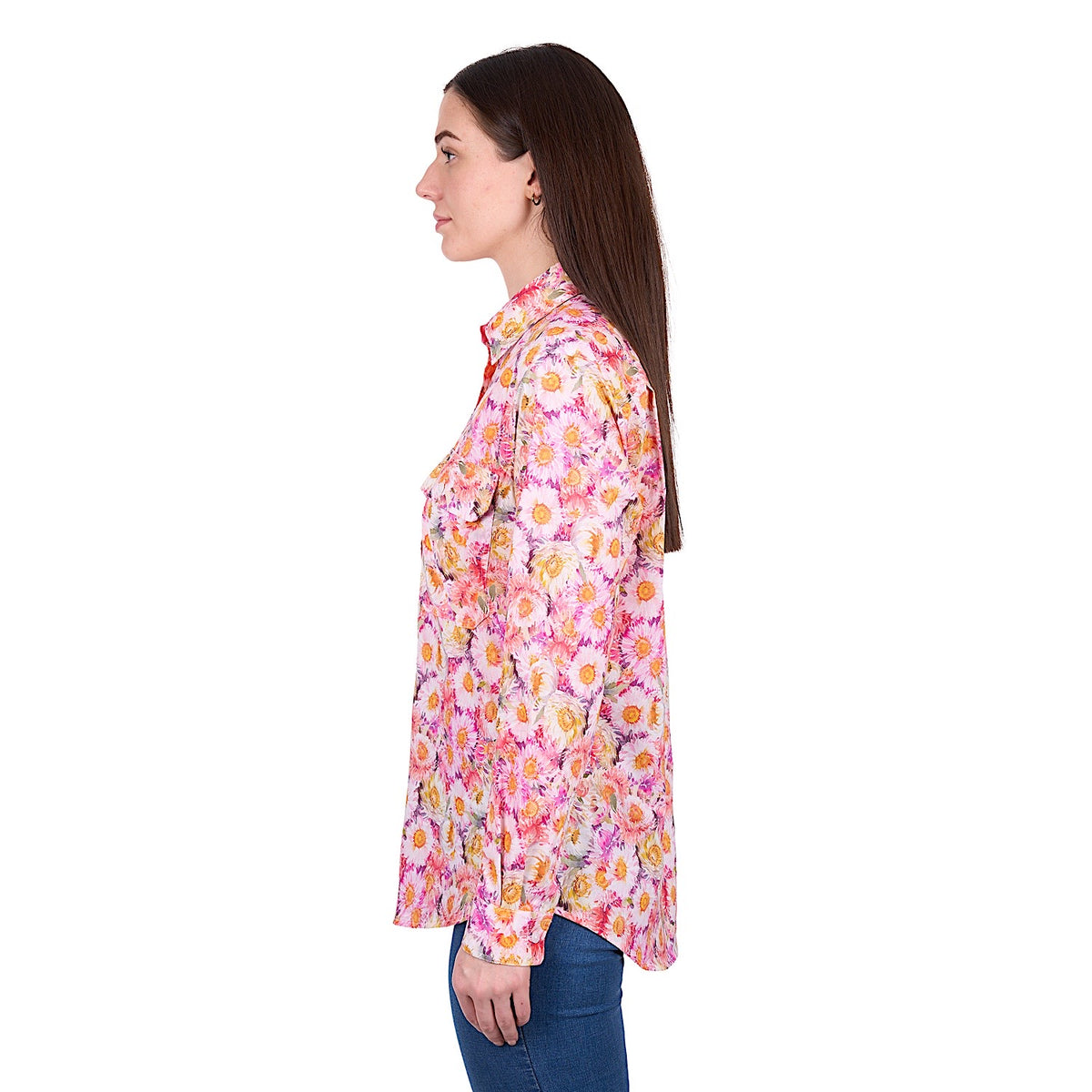 Hard Slog Women’s Samira 1/2 Placket Shirt - Pink/Yellow