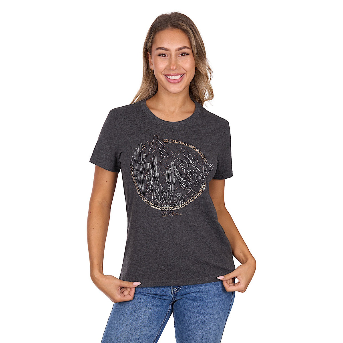 Pure Western Women’s Destiny T-Shirt - Charcoal Marle