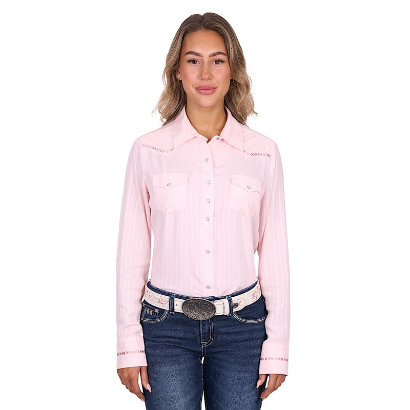 Pure Western Women’s Evelyn Western Long Sleeve Shirt - Blush