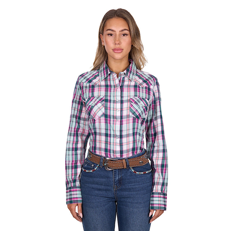 Pure Western Women’s Nicola Shirt - Pink/Turquoise Check