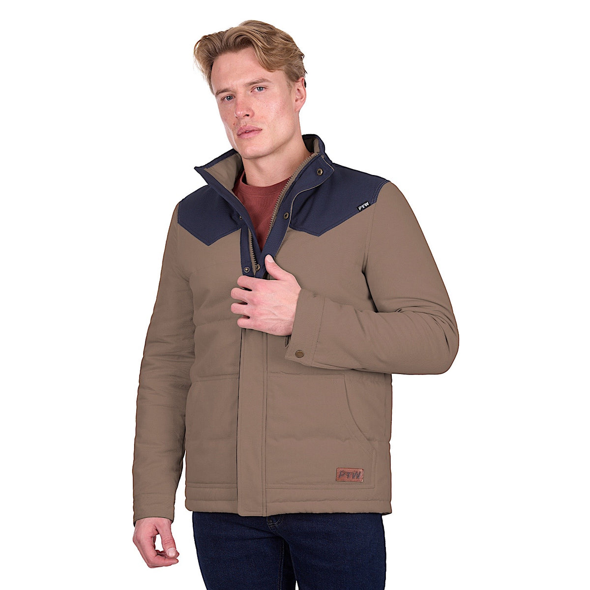 Pure Western Men’s Jamie Jacket - Stone/Navy