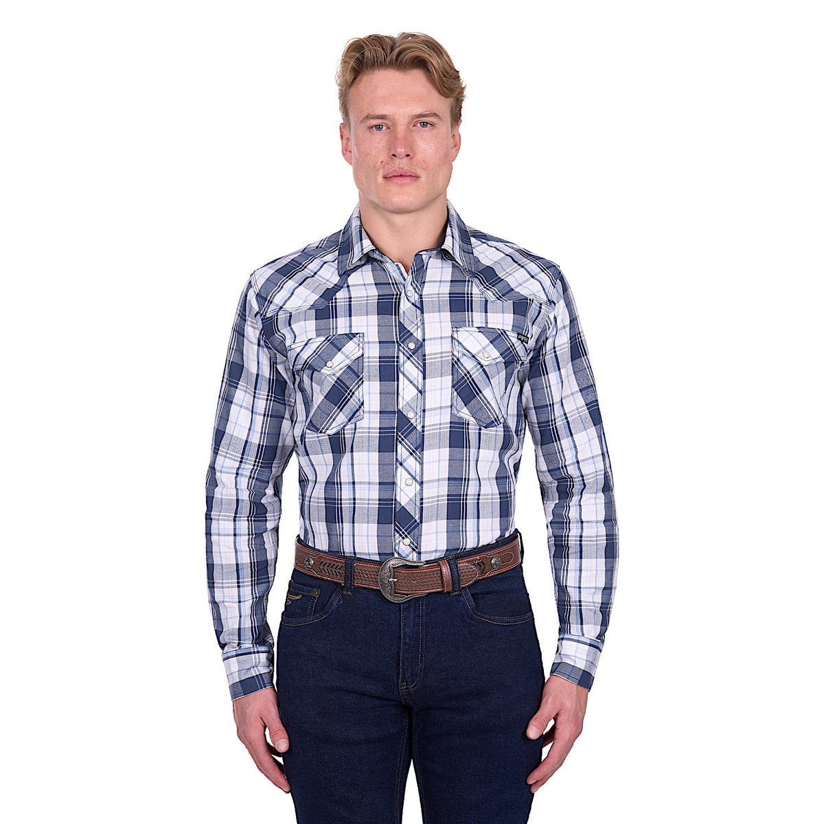 Pure Western Men’s Billy Shirt - Navy/White