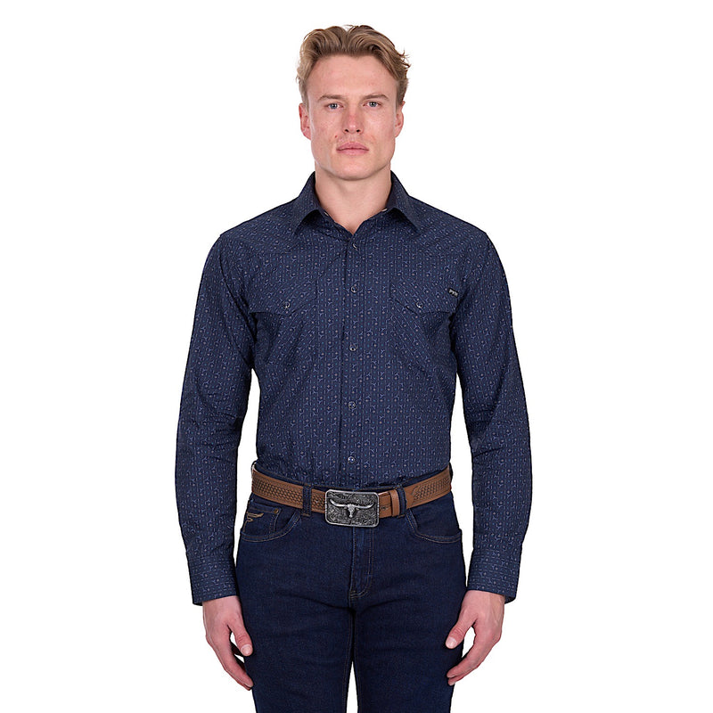 Pure Western Men’s Marc Shirt - Navy/Multi