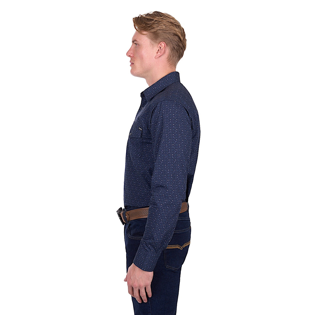 Pure Western Men’s Marc Shirt - Navy/Multi