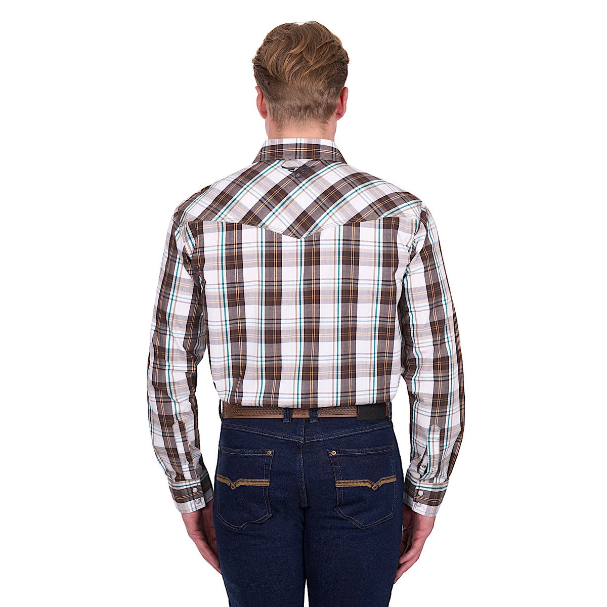 Pure Western Men’s Roger Shirt - Dark Tan/White