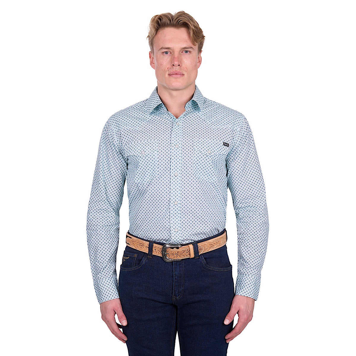Pure Western Men’s Gerald Shirt - Green/Navy