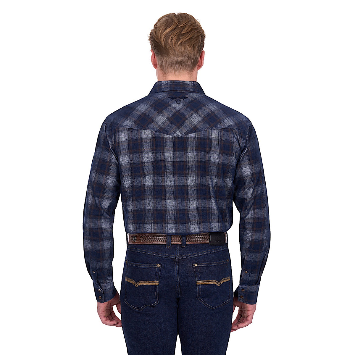Pure Western Men’s Harley Shirt - Navy/Tan