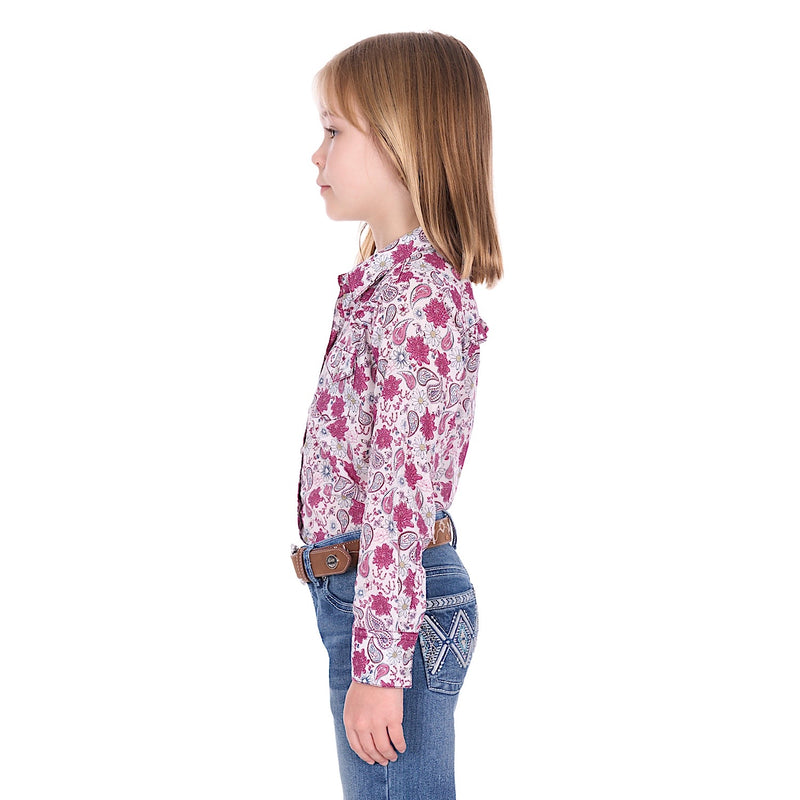 Pure Western Girl’s Marsha Shirt - White/Pink