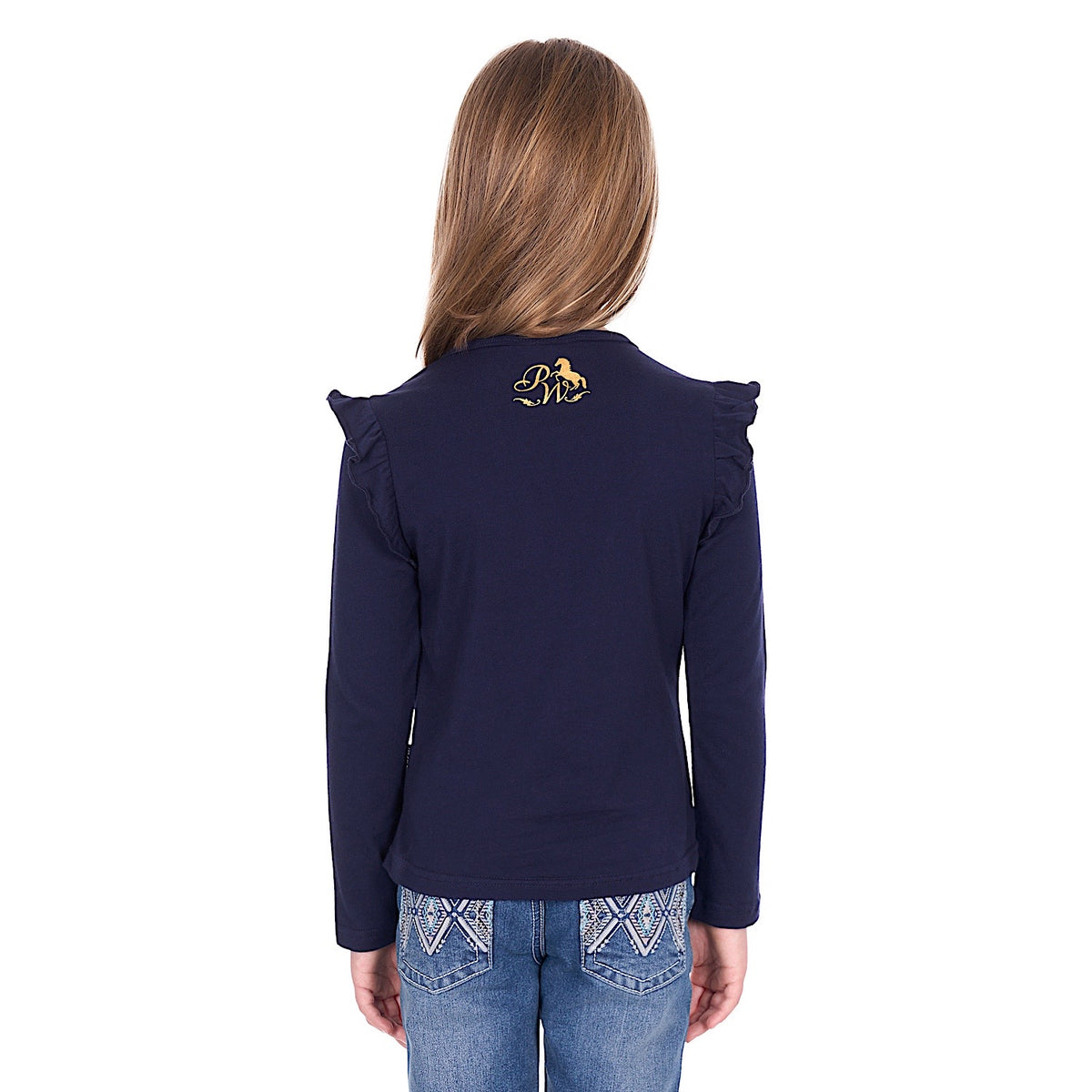 Pure Western Girl’s Trinity Long Sleeve T-Shirt - Navy