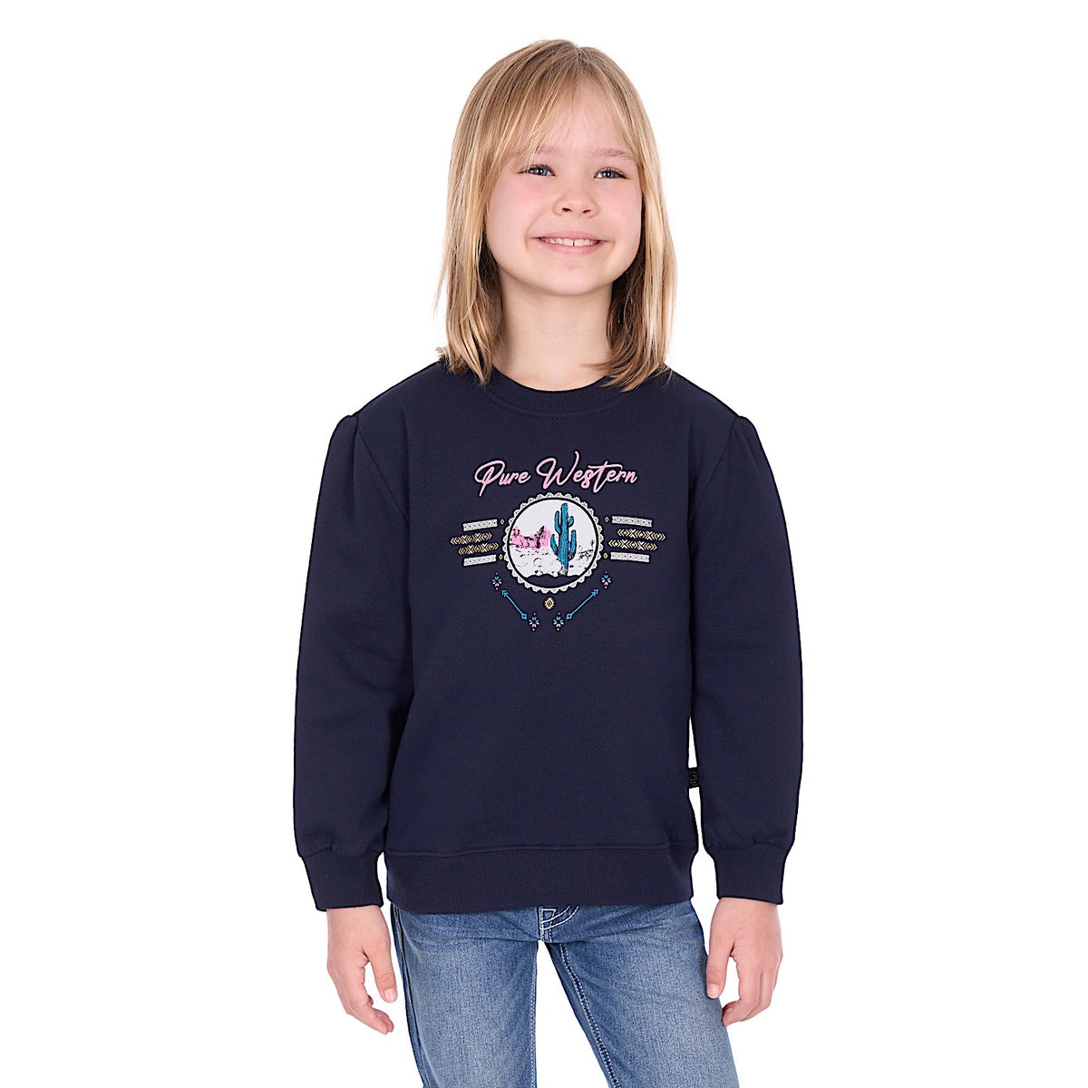 Pure Western Girl’s Sandy Crew - Navy