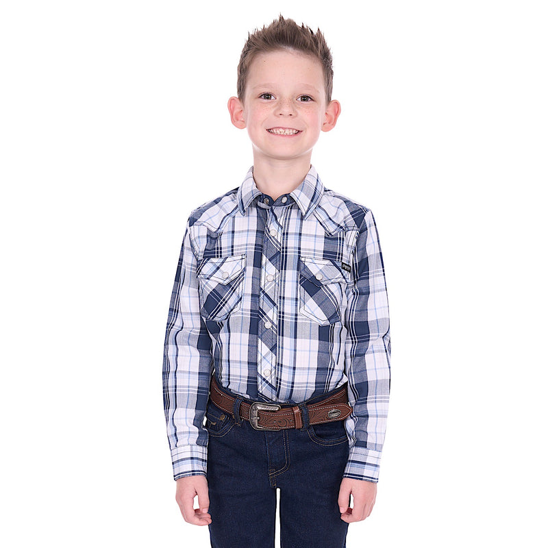 Pure Western Boy’s Billy Shirt - Navy/White