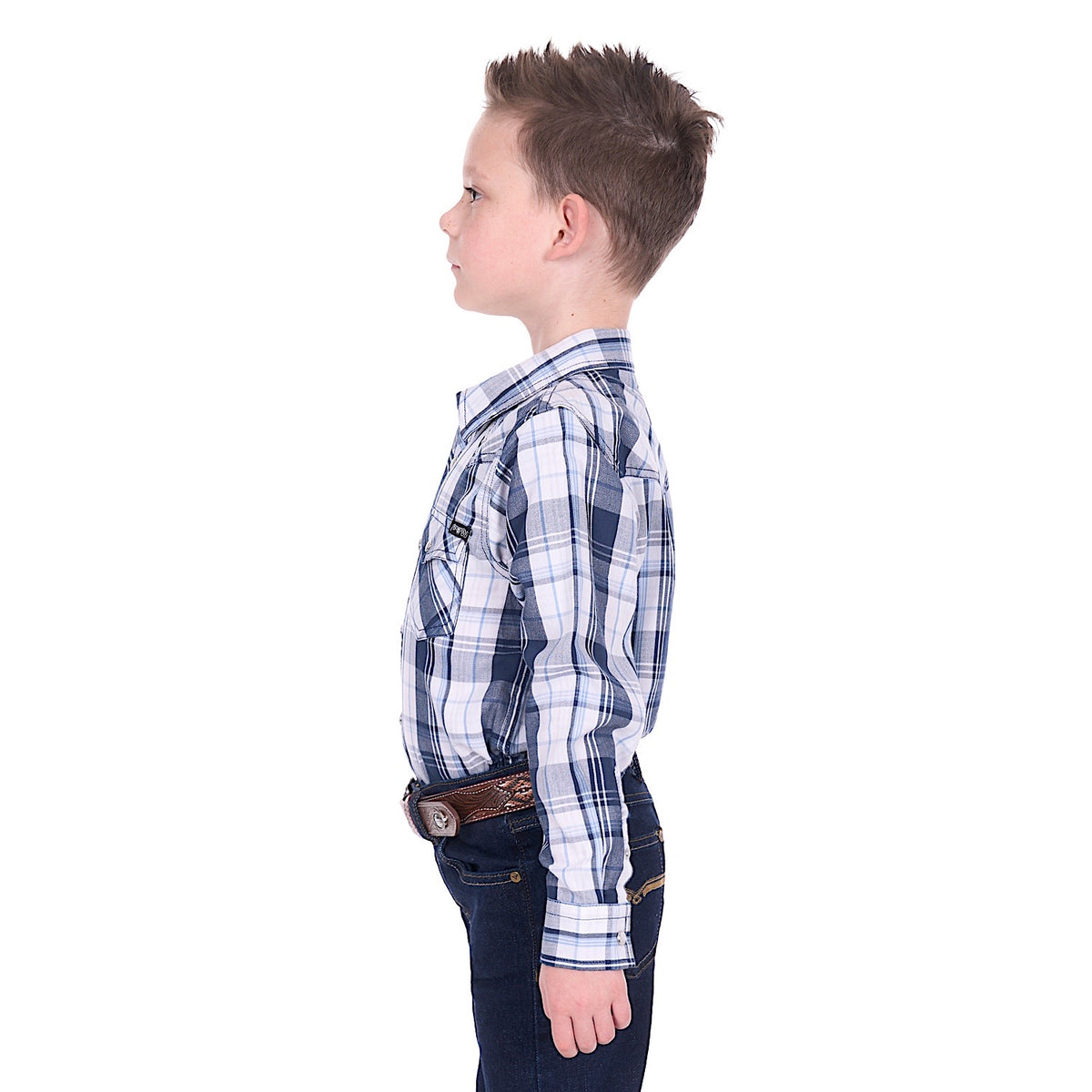 Pure Western Boy’s Billy Shirt - Navy/White