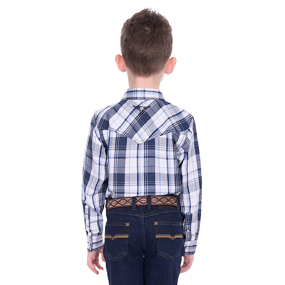 Pure Western Boy’s Billy Shirt - Navy/White