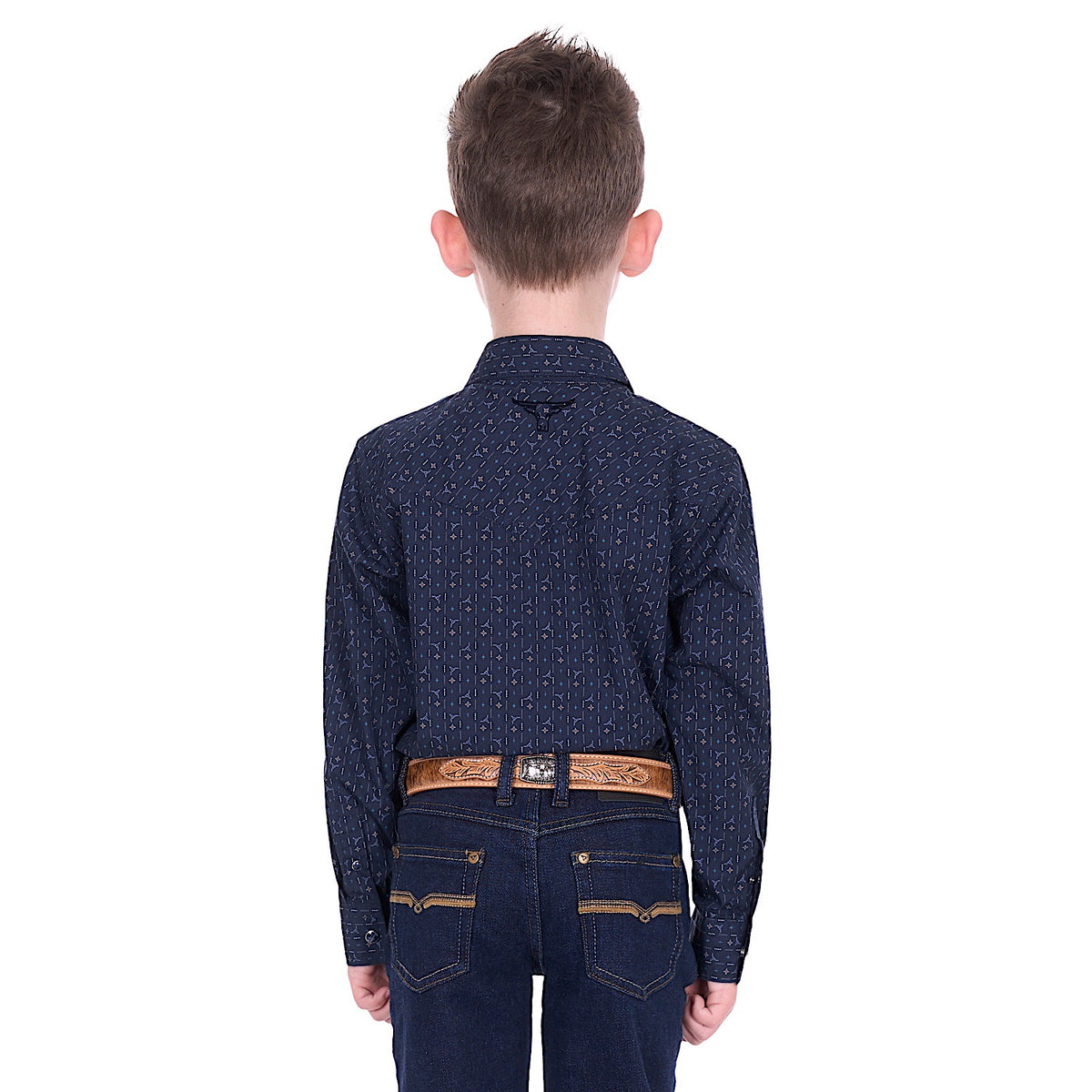 Pure Western Boy’s Marc Shirt - Navy/Multi