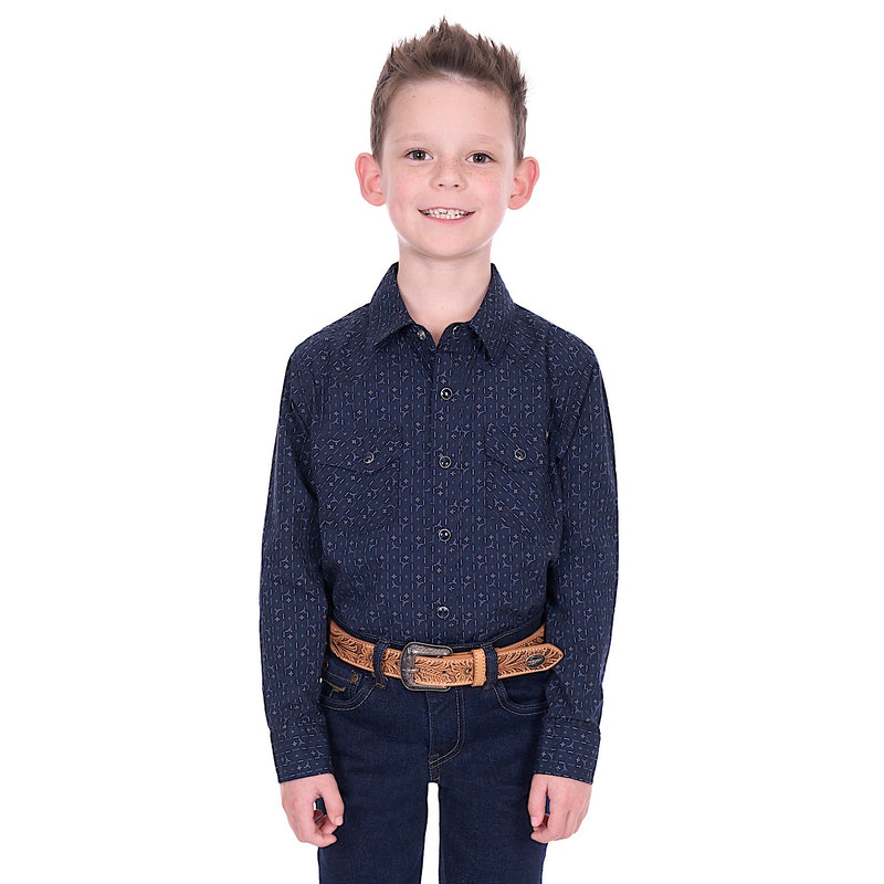 Pure Western Boy’s Marc Shirt - Navy/Multi