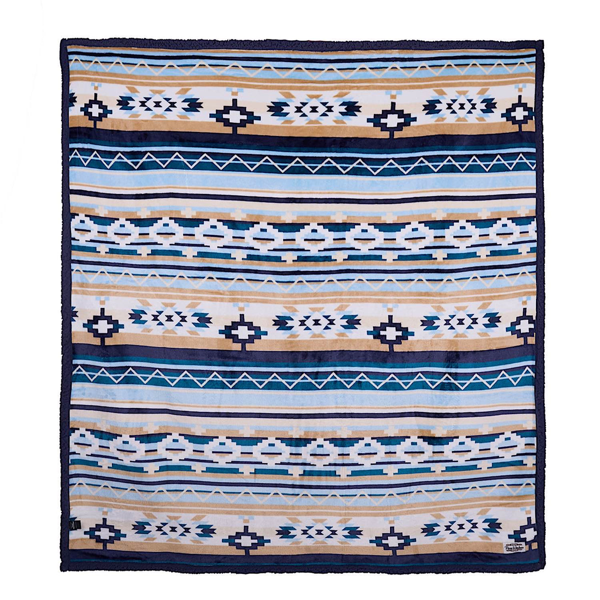 Pure Western Aztec Print Snuggle Rug - Natural/Blue