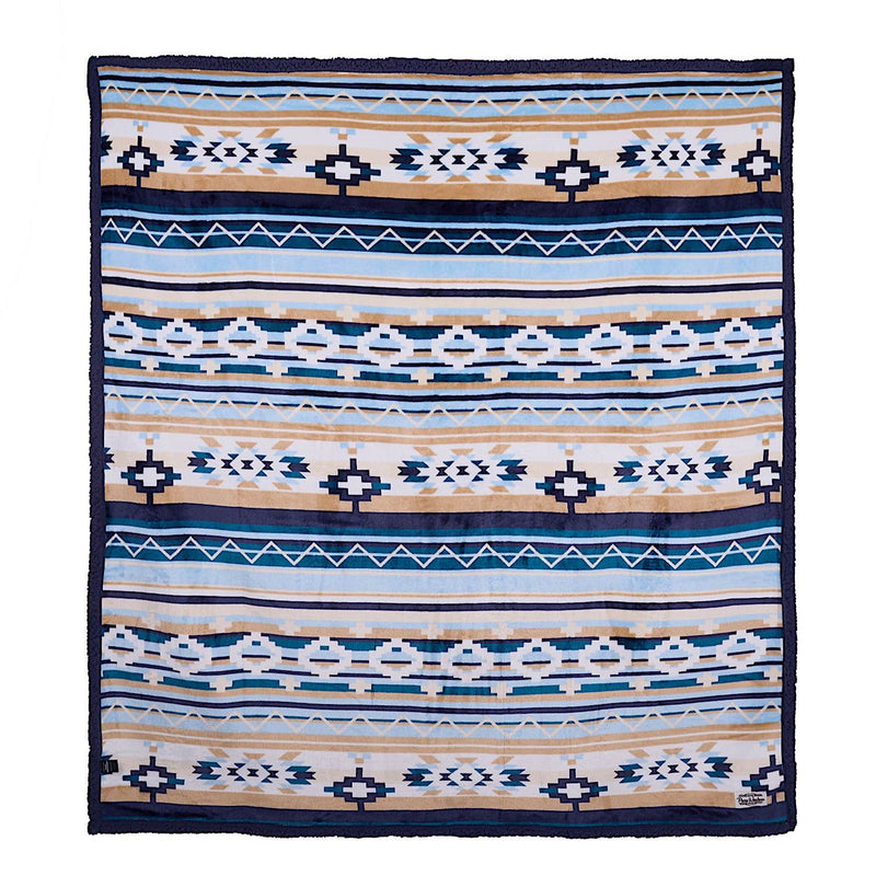 Pure Western Aztec Print Snuggle Rug - Natural/Blue