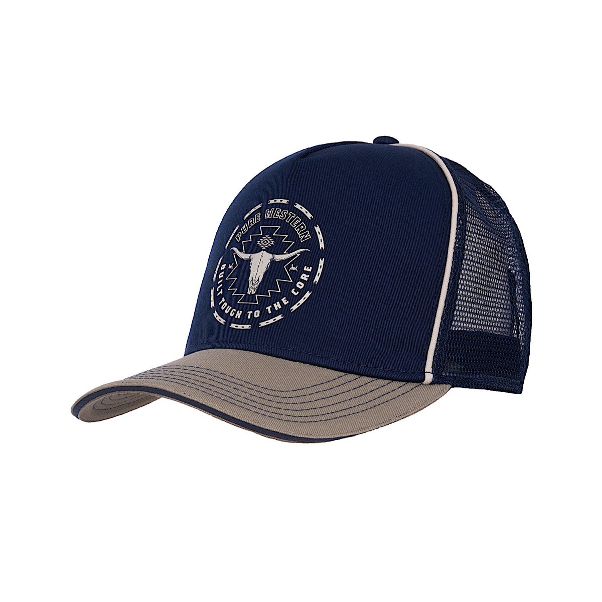 Pure Western Oscar HP Trucker Cap - Navy/Tan