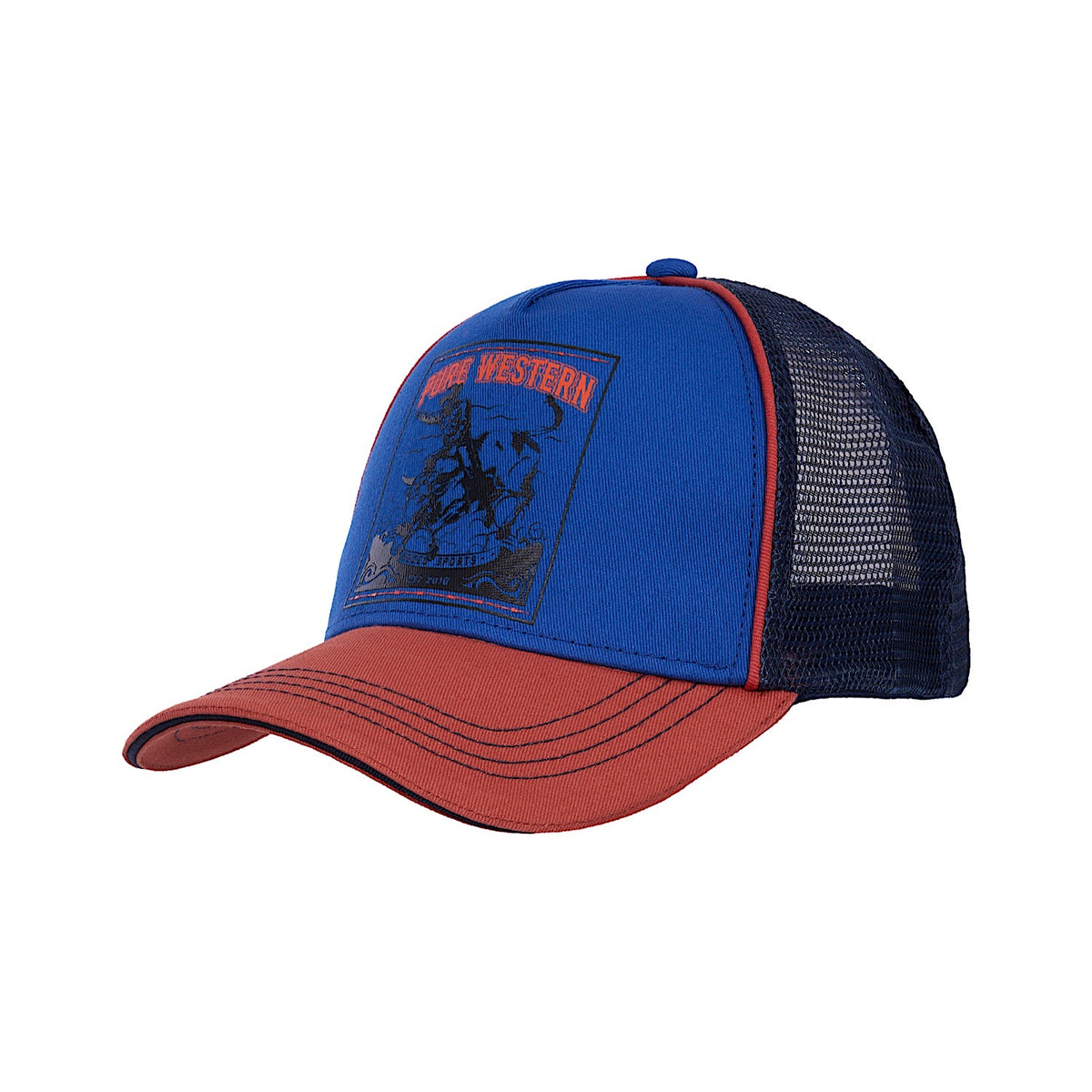 Pure Western Kids Rodeo Trucker Cap - Denim/Rust
