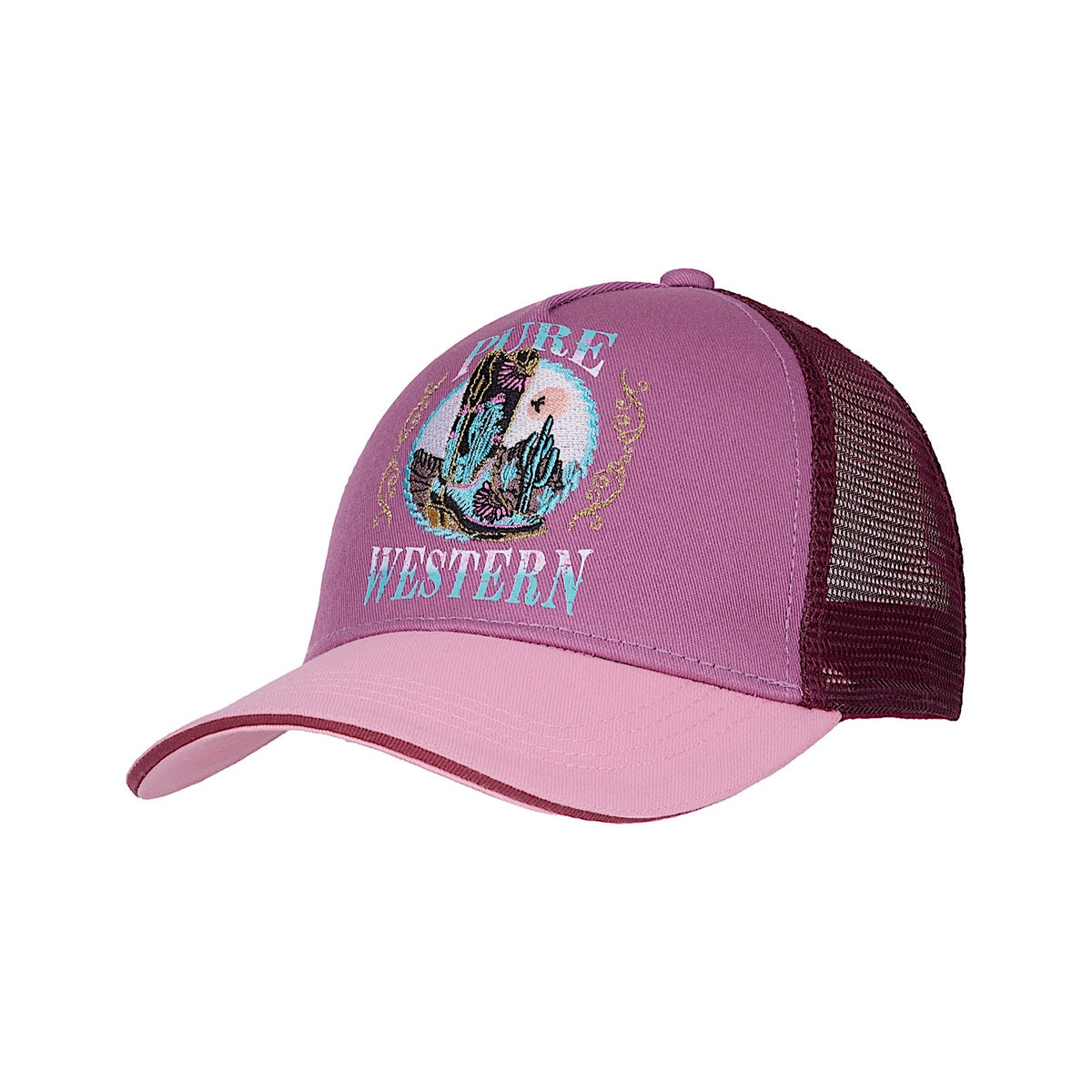 Pure Western Kids Trinity Trucker Cap - Raspberry