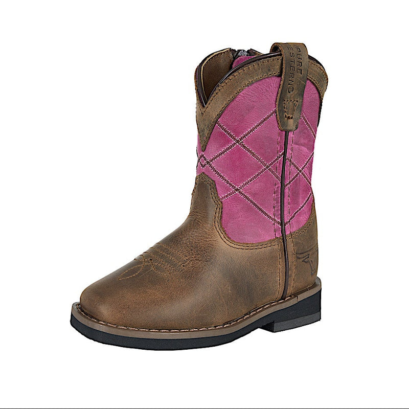 Pure Western Toddler and Children’s Hattie Boot - Bark/Pink