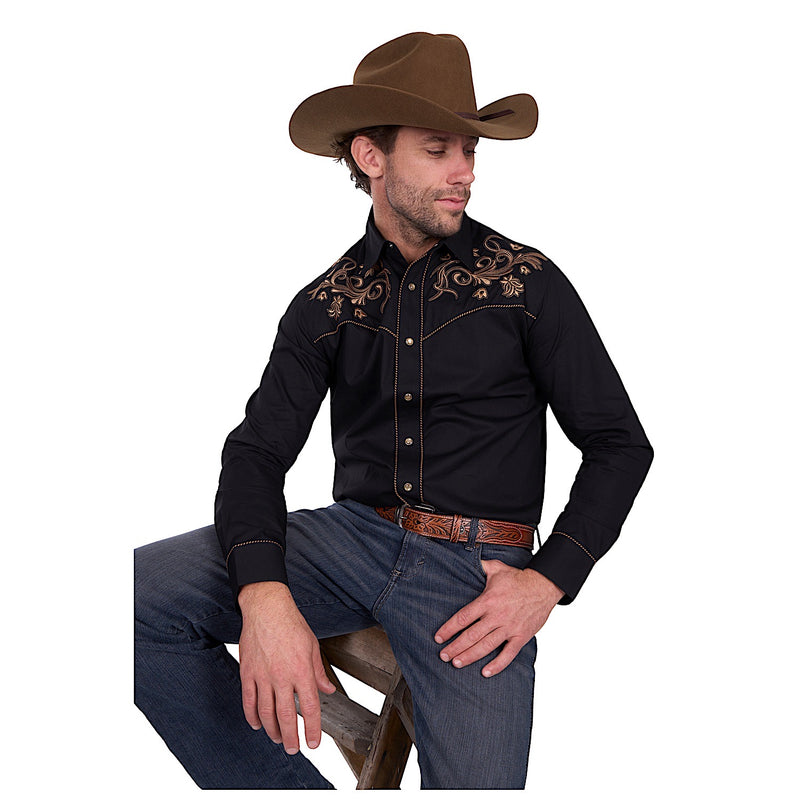 Wrangler Men’s Luke Embroidered Shirt - Black