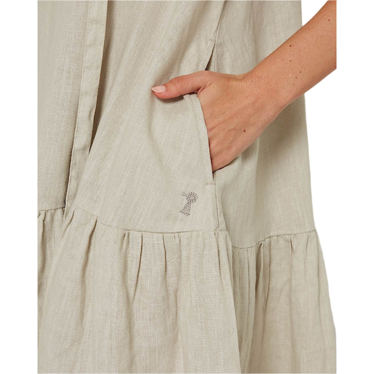 Pilbara Women’s Linen 3/4 Sleeve Dress - Flax
