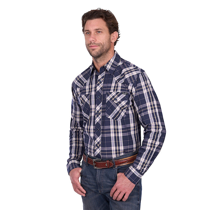 Wrangler Men’s Wayne Shirt - Navy/Tan