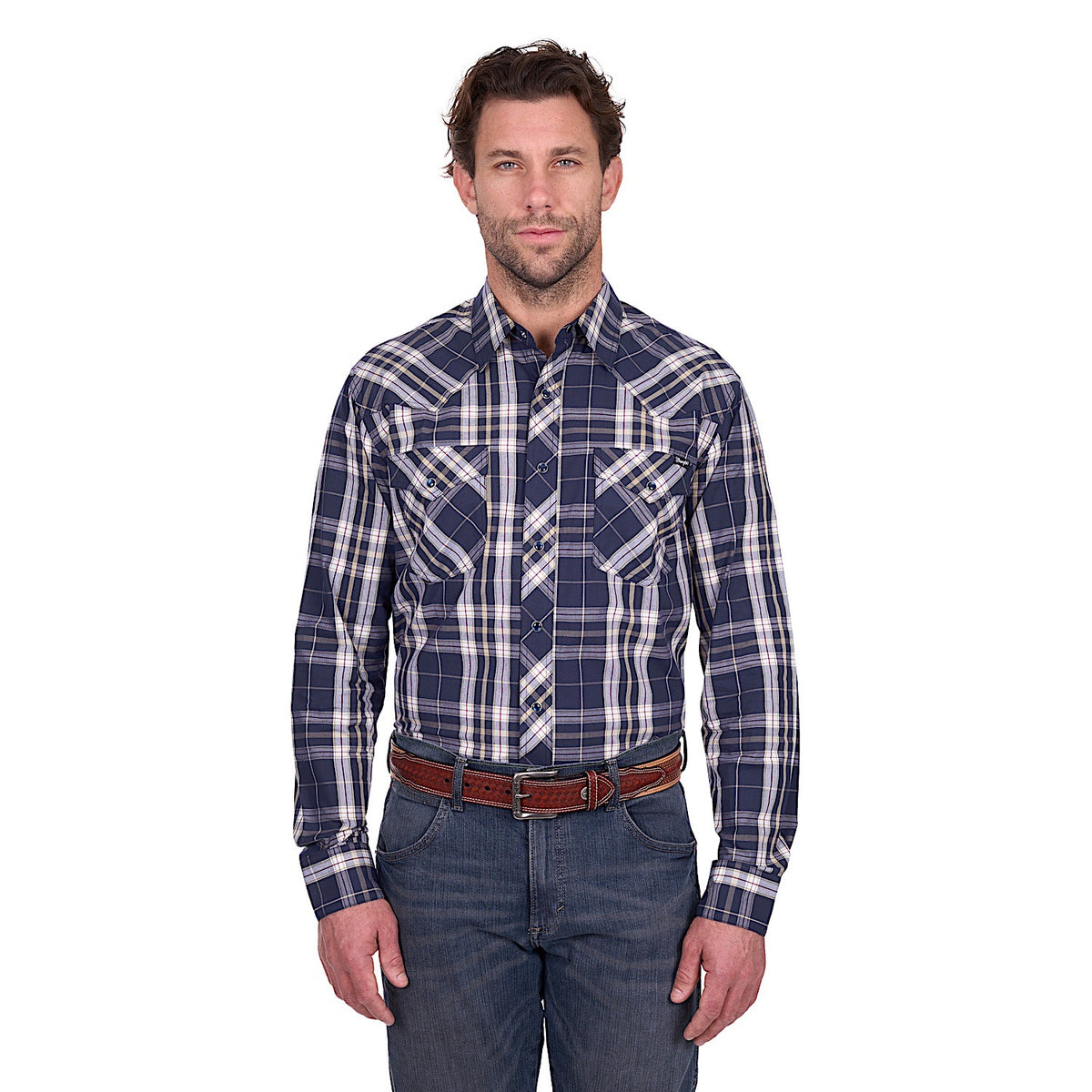 Wrangler Men’s Wayne Shirt - Navy/Tan