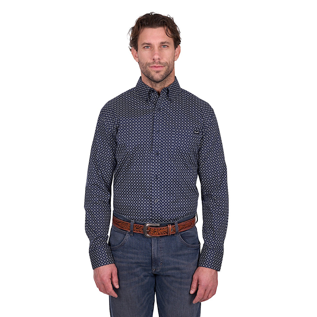 Wrangler Men’s Jacob Shirt - Navy/Tan