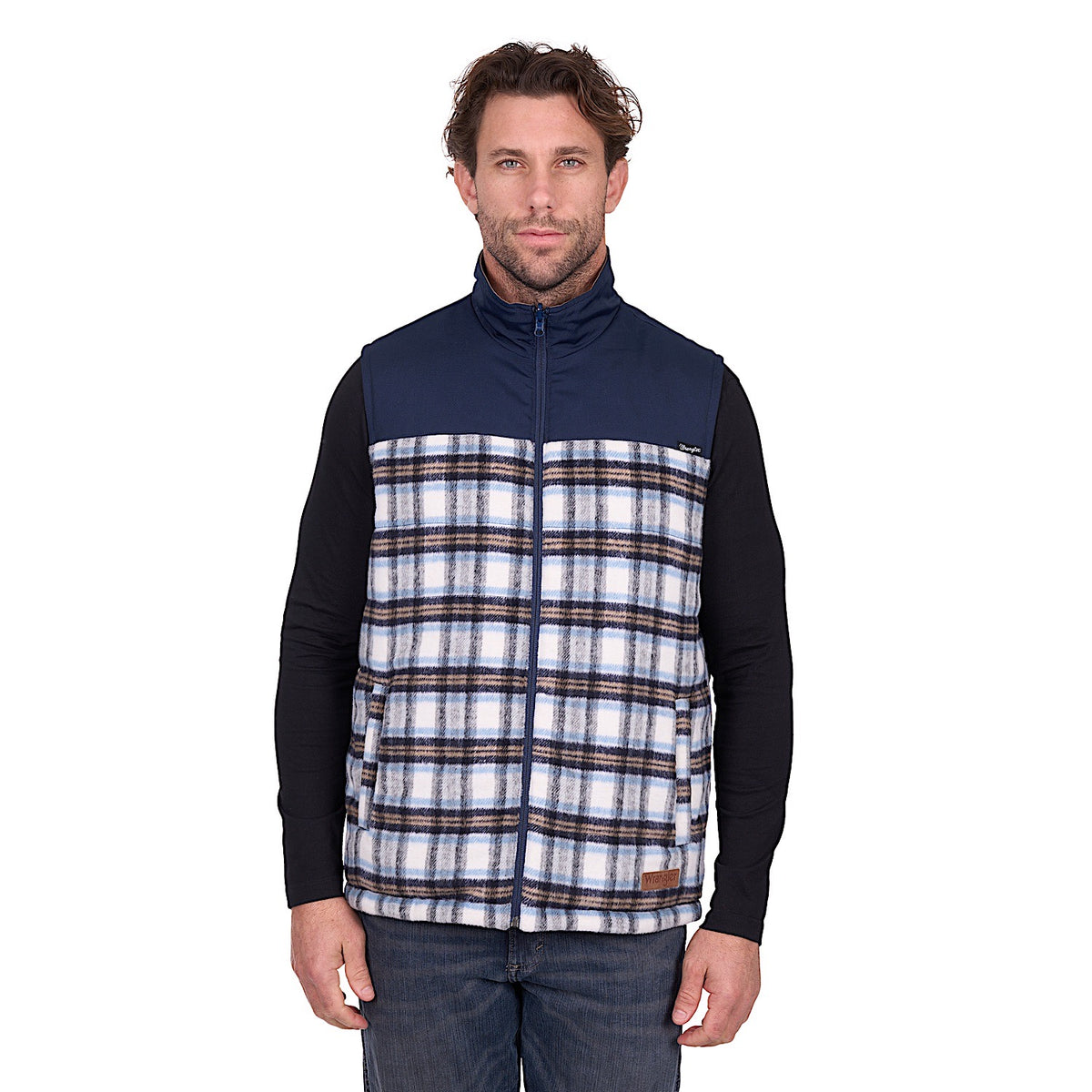Wrangler Men’s Dean Reversible Vest - Navy/Tan