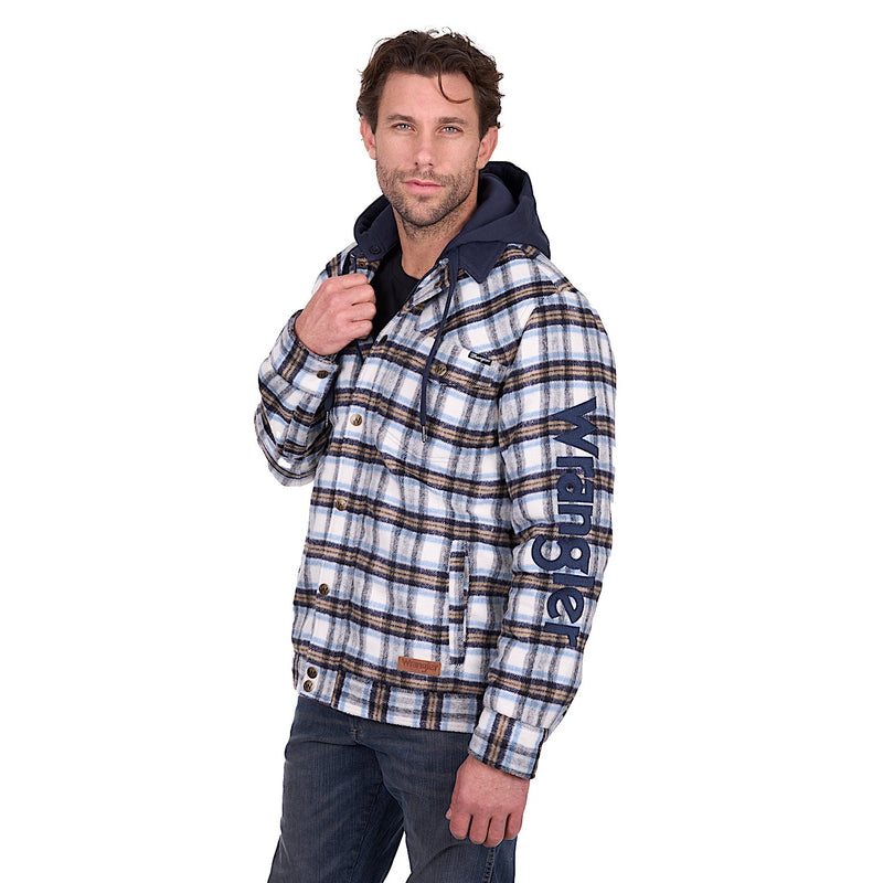Wrangler Men’s Mitchell Logo Shirt Jacket - Blue/White
