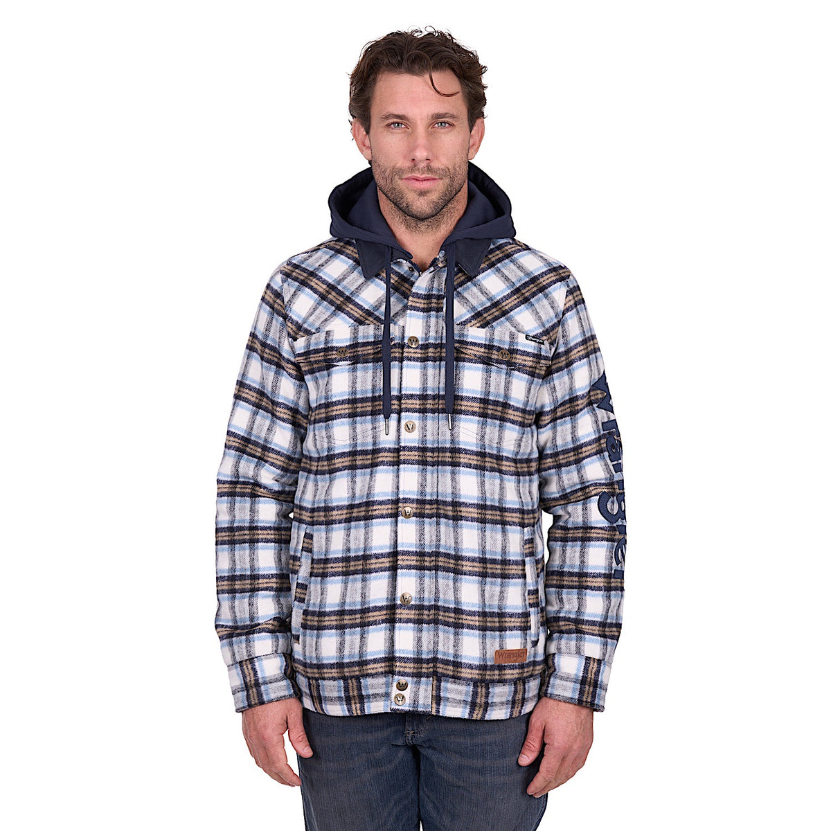 Wrangler Men’s Mitchell Logo Shirt Jacket - Blue/White
