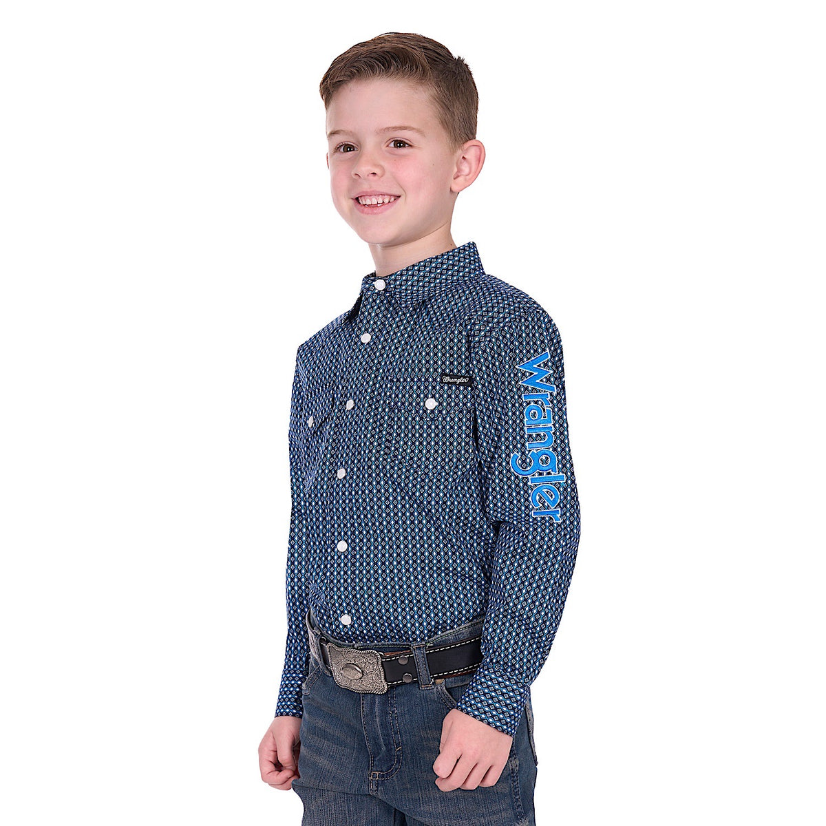 Wrangler Boys Kyle Logo Shirt - Navy/Blue