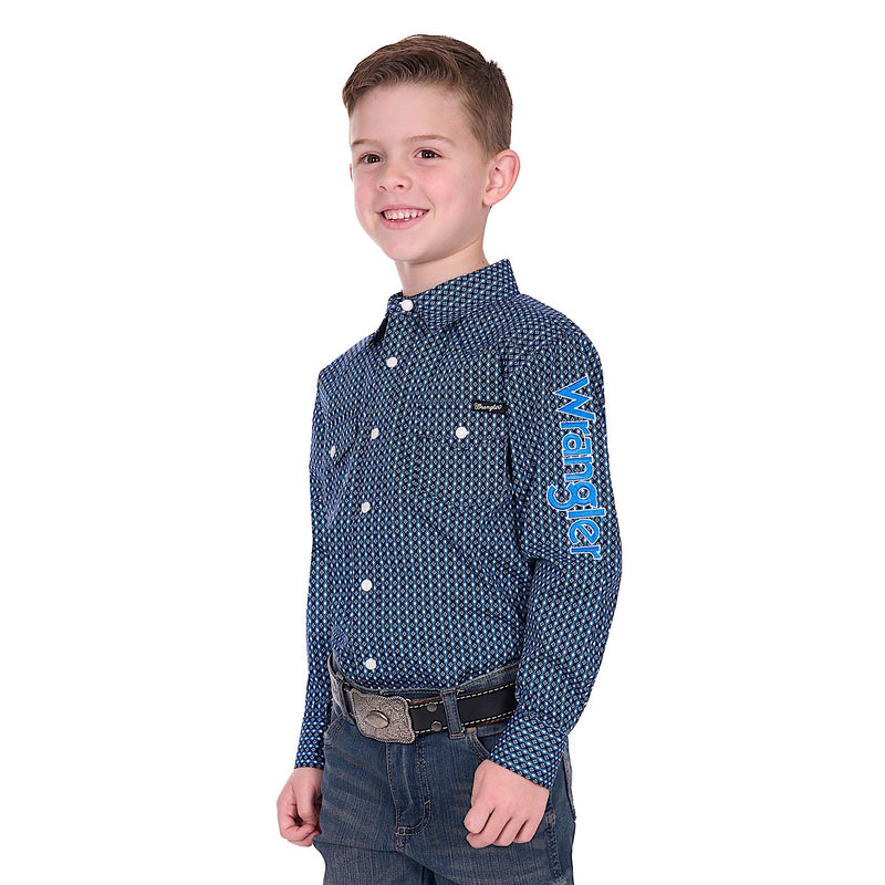 Wrangler Boys Kyle Logo Shirt - Navy/Blue