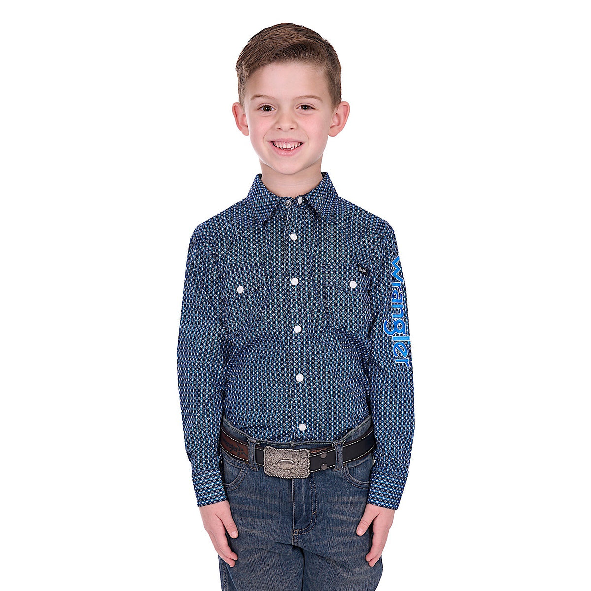 Wrangler Boys Kyle Logo Shirt - Navy/Blue