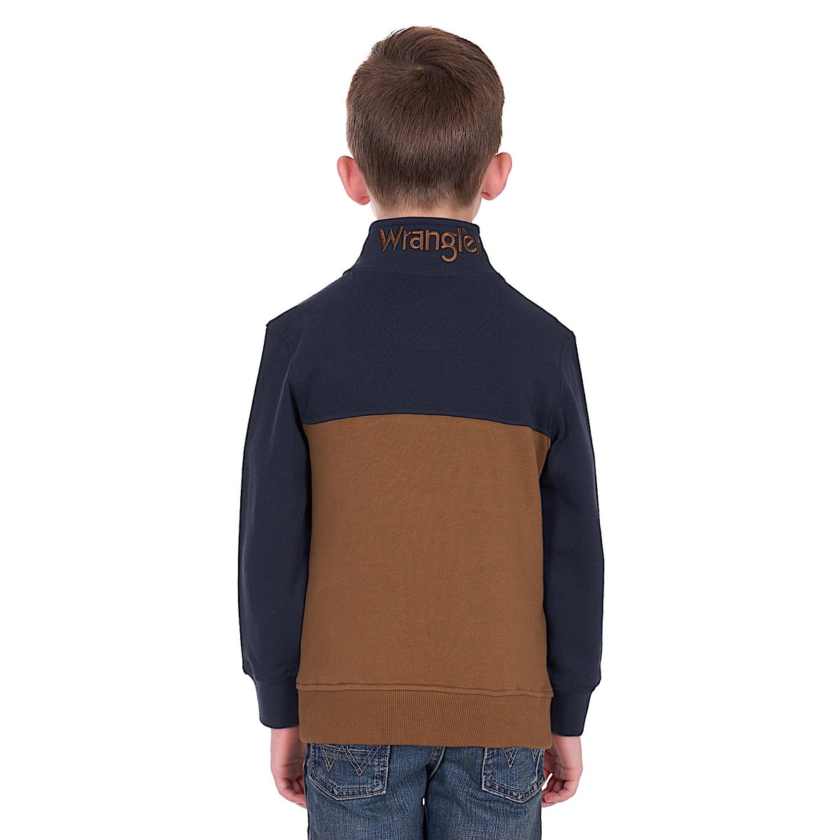 Wrangler Boys Steve 1/4 Zip Pullover - Navy/Tan
