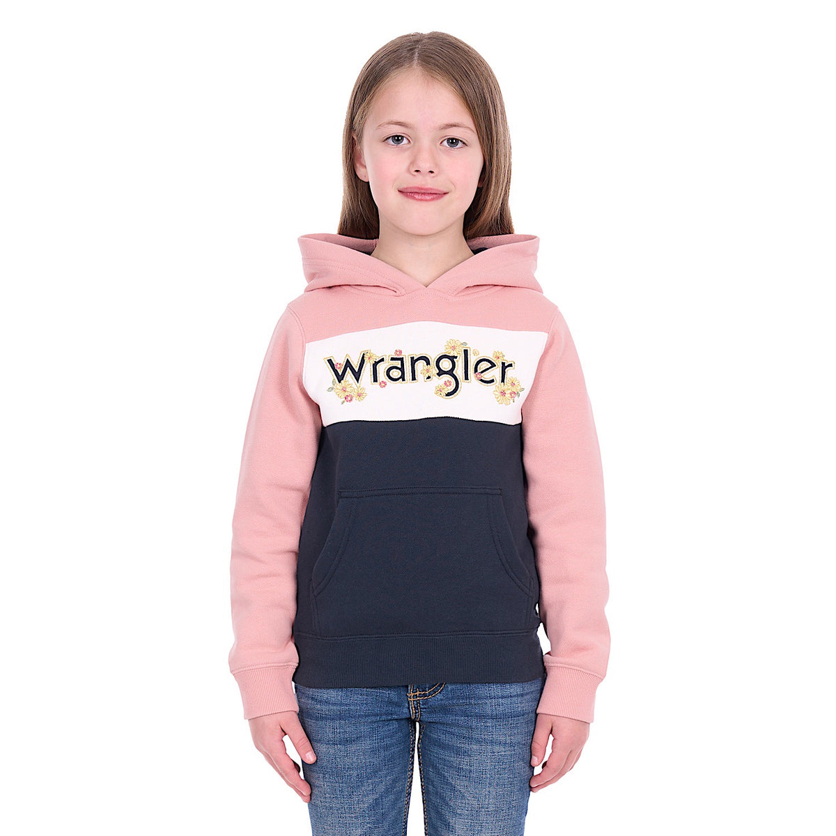 Wrangler Girl’s Brooke Pullover Hoodie - Rose/Navy