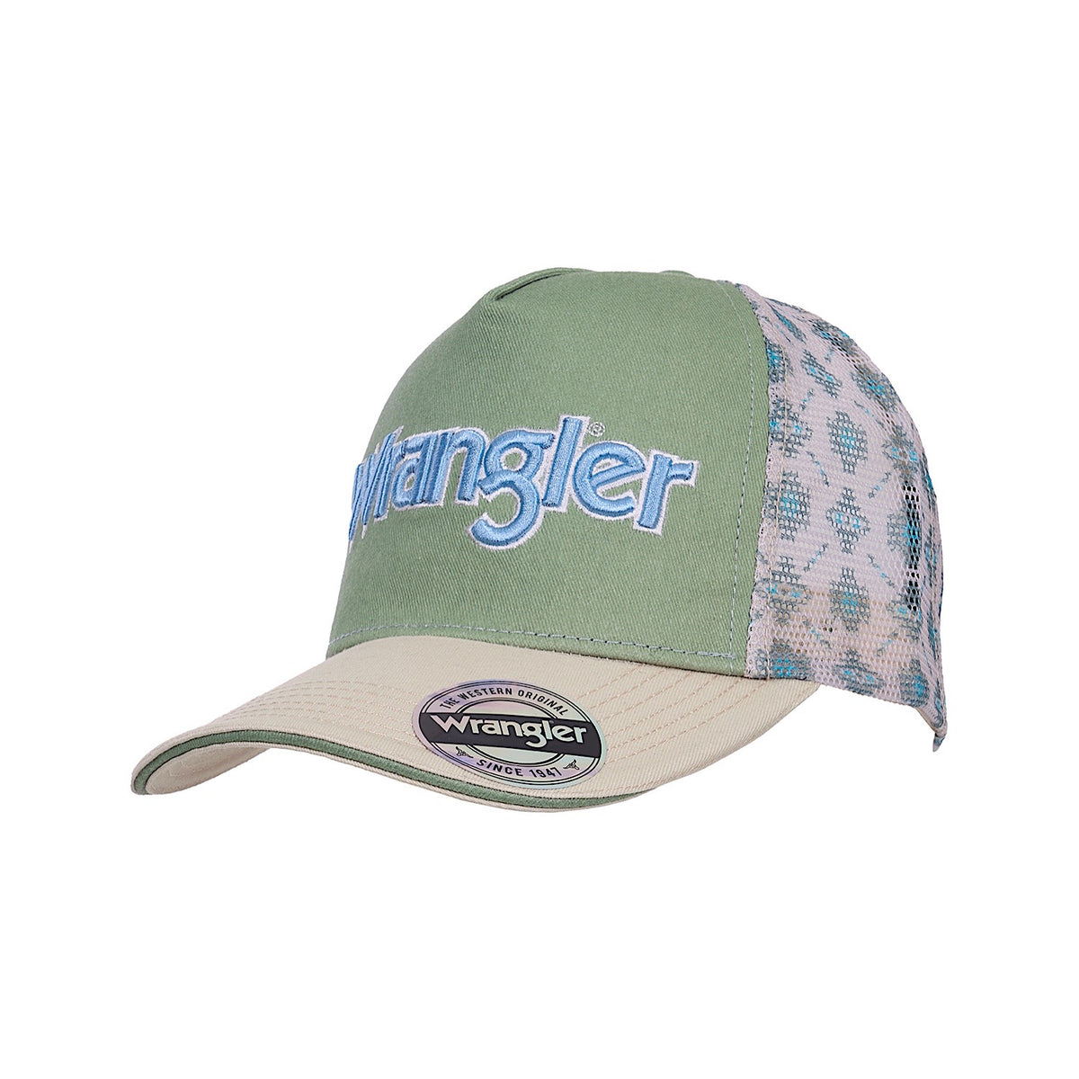 Wrangler Nat HP Ponytail Trucker Cap - Sage/Off White