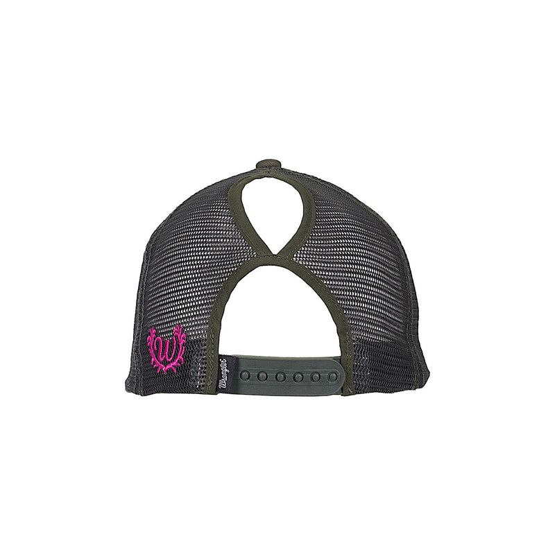 Wrangler Erinn HP Ponytail Trucker Cap - Olive/Pink