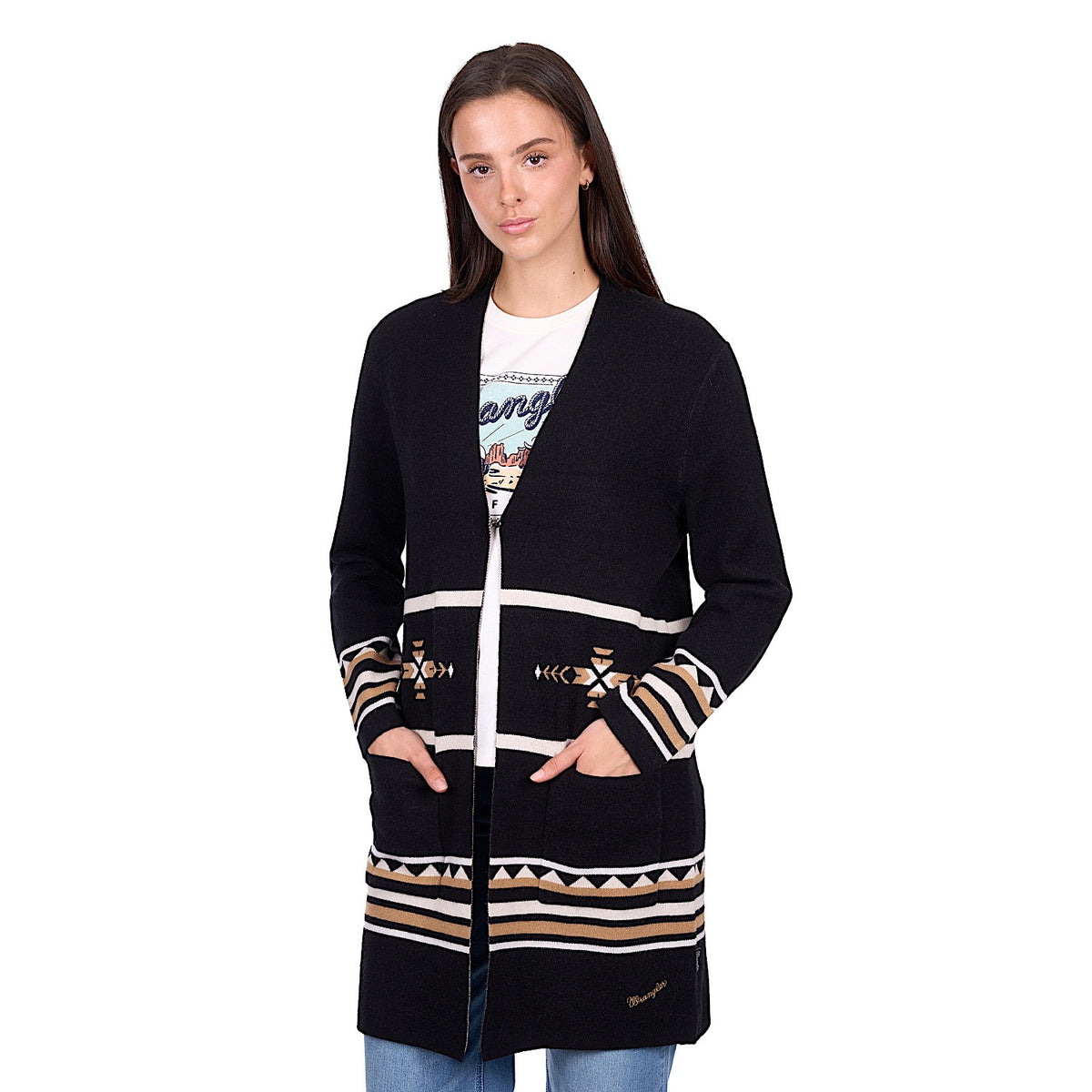Wrangler Women’s Fiona Cardigan - Black/Tan