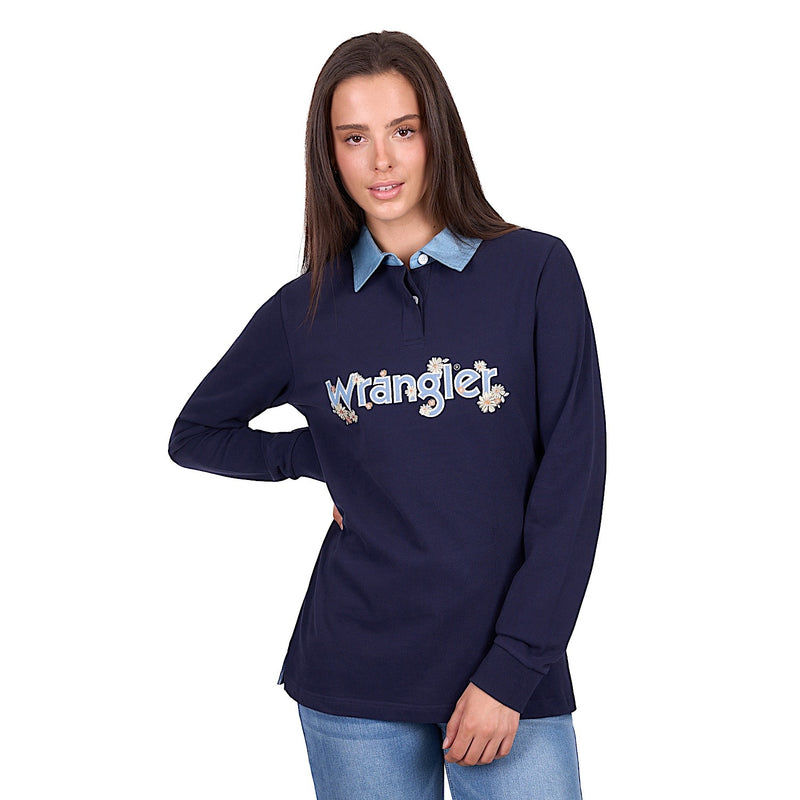 Wrangler Women’s Brooke Rugby - Navy/Light Blue